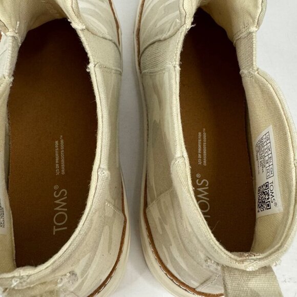 Toms Camo High Top Slip On Sneaker Tan Khaki Cream Casual Women's 7.5 EUC - Picture 7 of 8